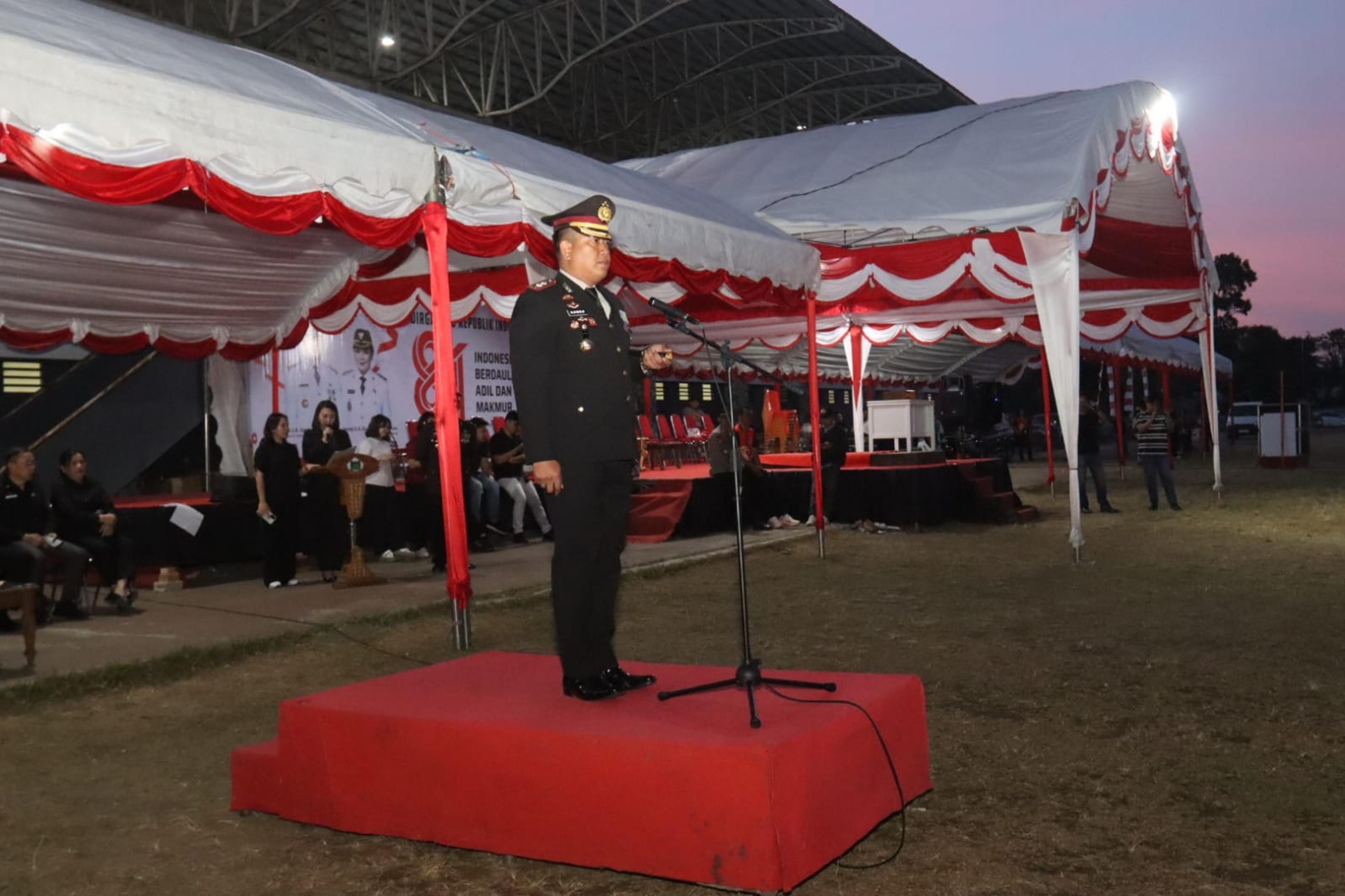Sekretaris Daerah Kota Tomohon Edwin Roring, menghadiri Upacara Taptu dalam rangka Proklamasi Kemerdekaan Republik Indonesia Ke- 81. (Ist)