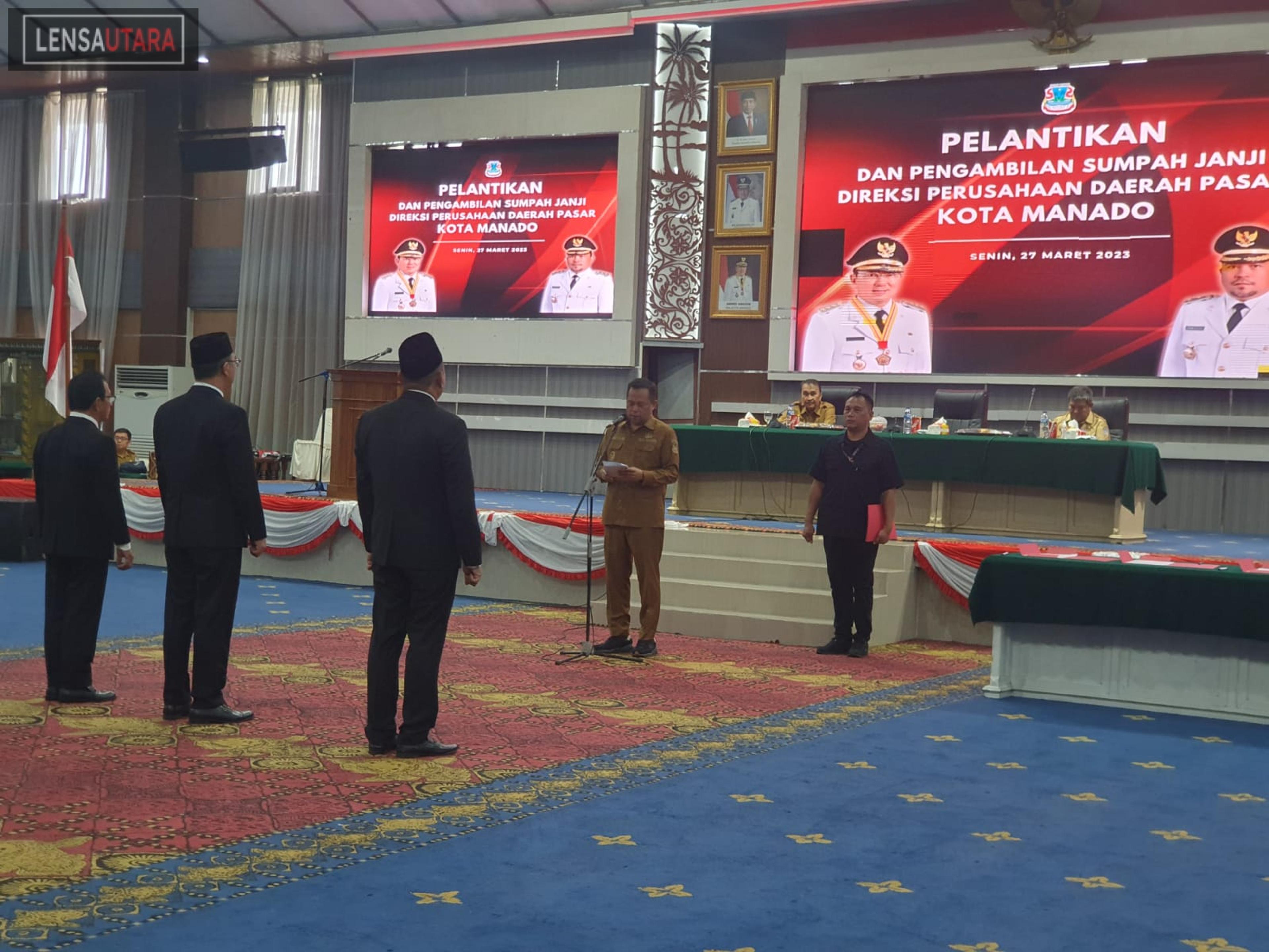Lantik Direksi PD Pasar Manado, Sualang: Pasar Tradisional Lestari, Perekonomian Tumbuh Berseri