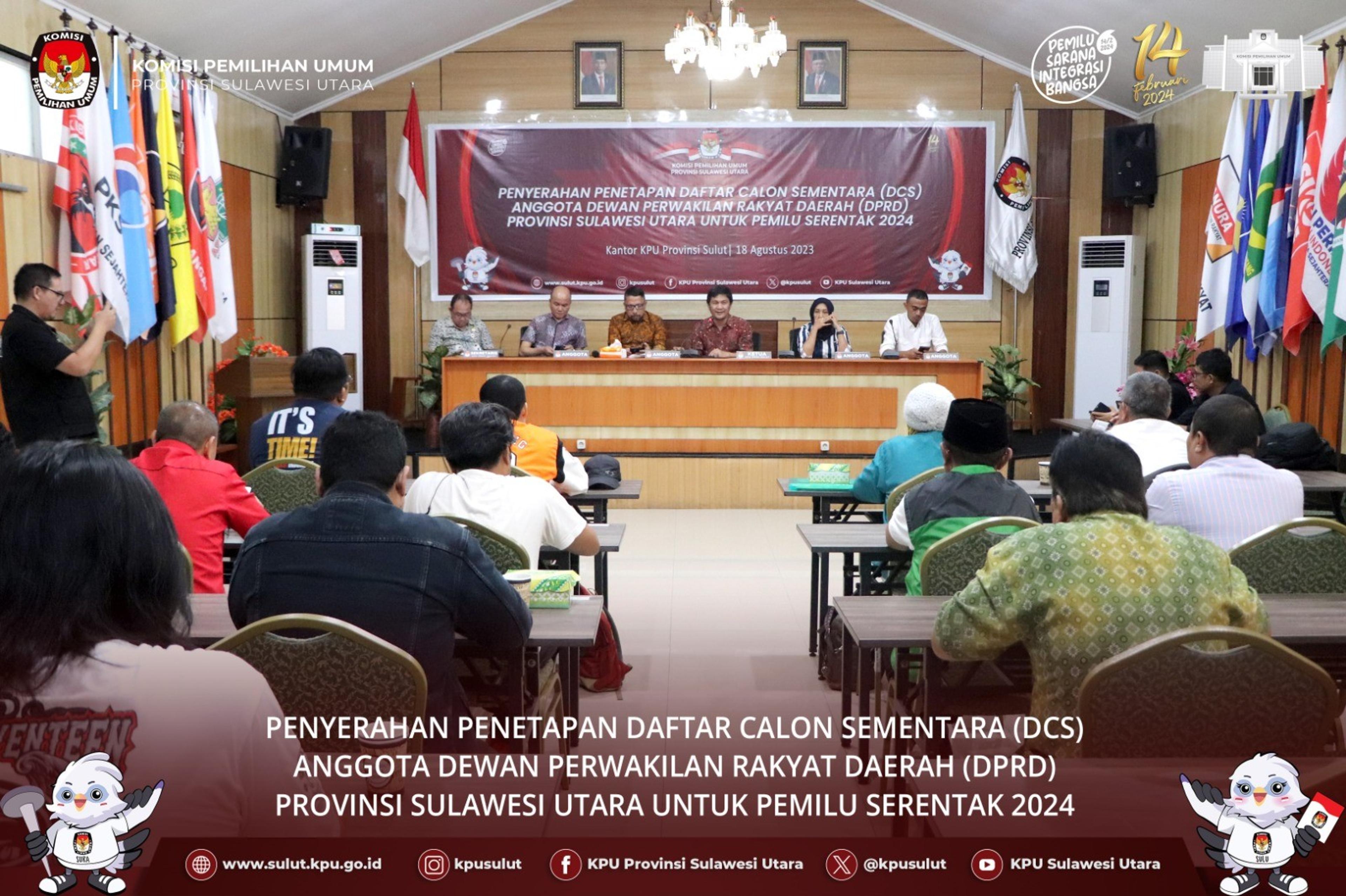 Ini Daftar Calon Sementara (DCS) Anggota DPRD Sulut Untuk Pemilu Serentak 2024