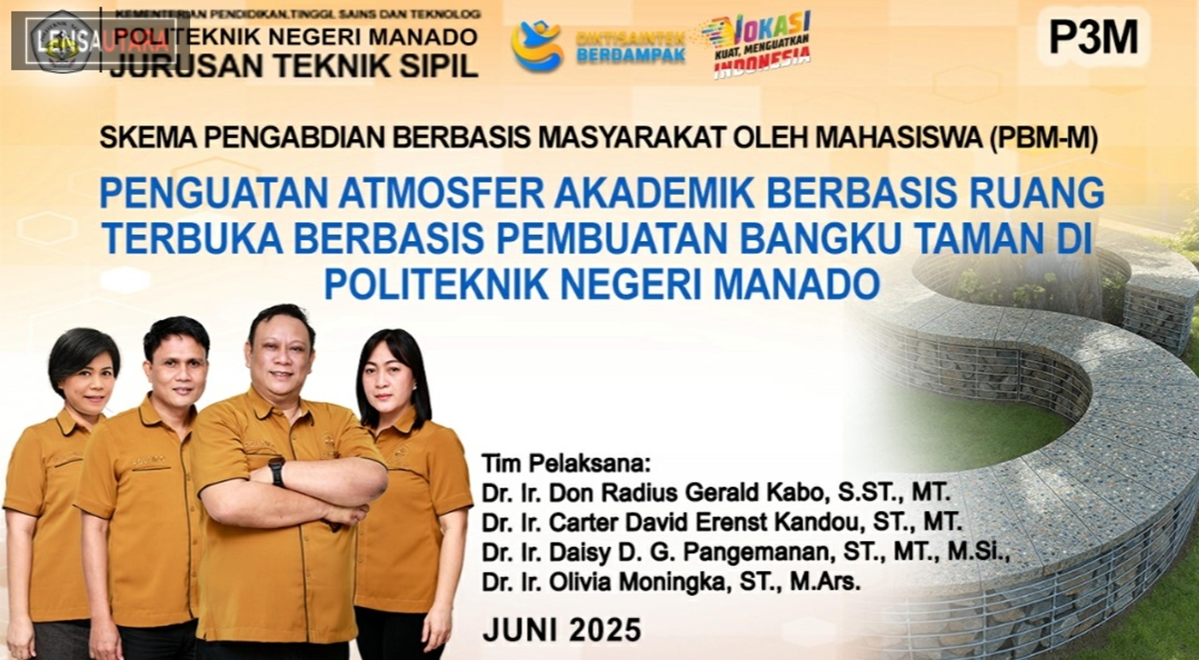 Bangku Taman Baru Perkuat Atmosfer Akademik Politeknik Negeri Manado