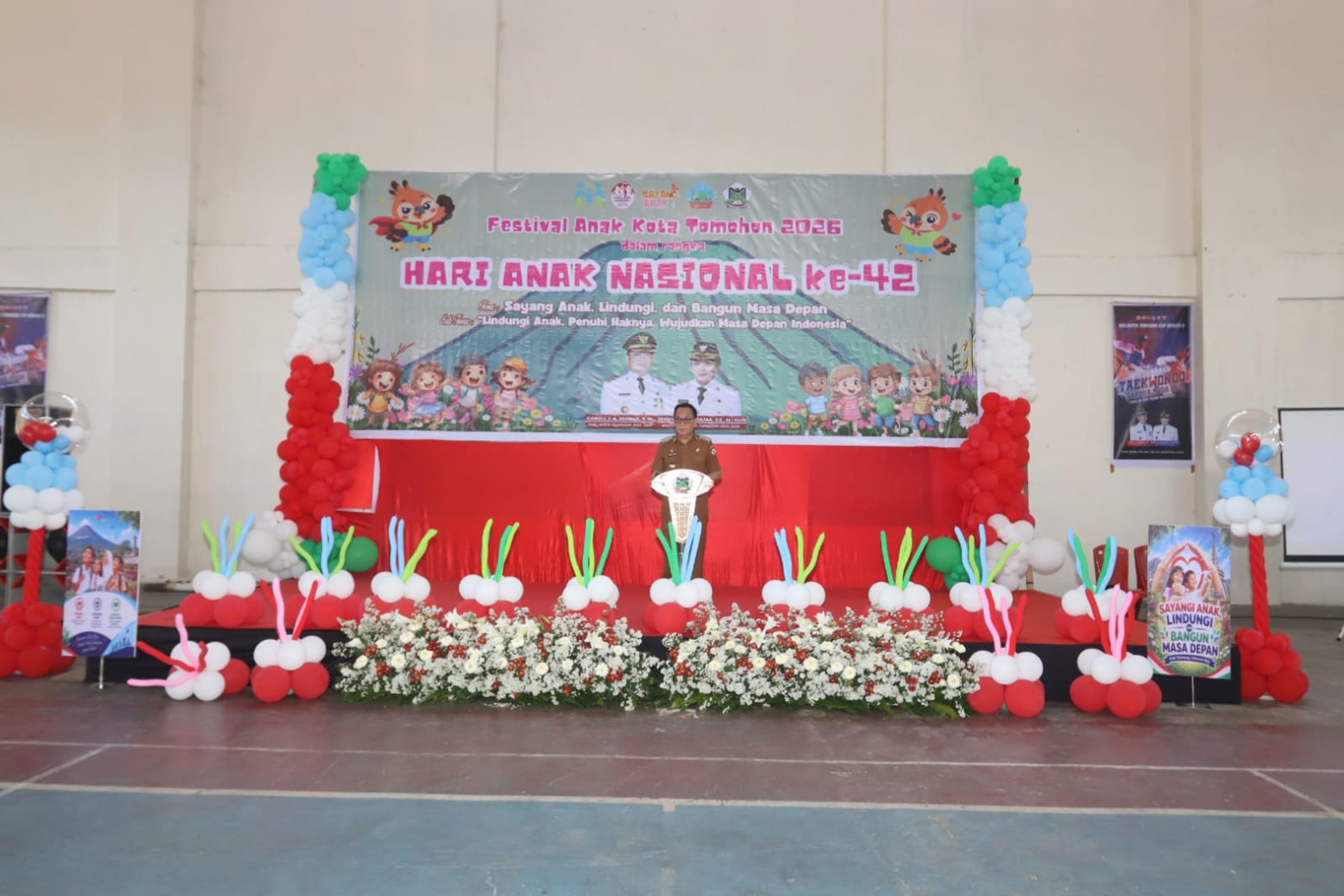 Festival Anak Kota Tomohon 2026 dalam rangka memperingati Hari Anak Nasional ke-42 Tahun 2026, dilaksanakan di GOR Babe Palar. (Ist)