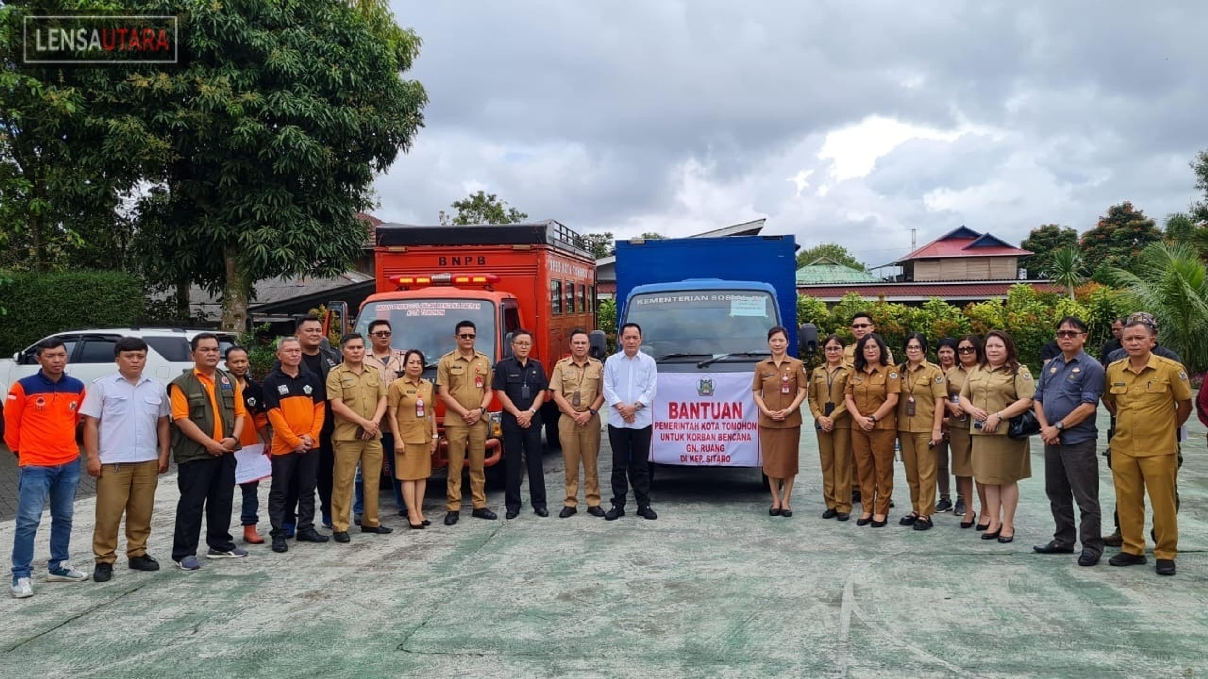 Pemkot Tomohon Kirimkan Bantuan Untuk Korban Erupsi Gunung Ruang