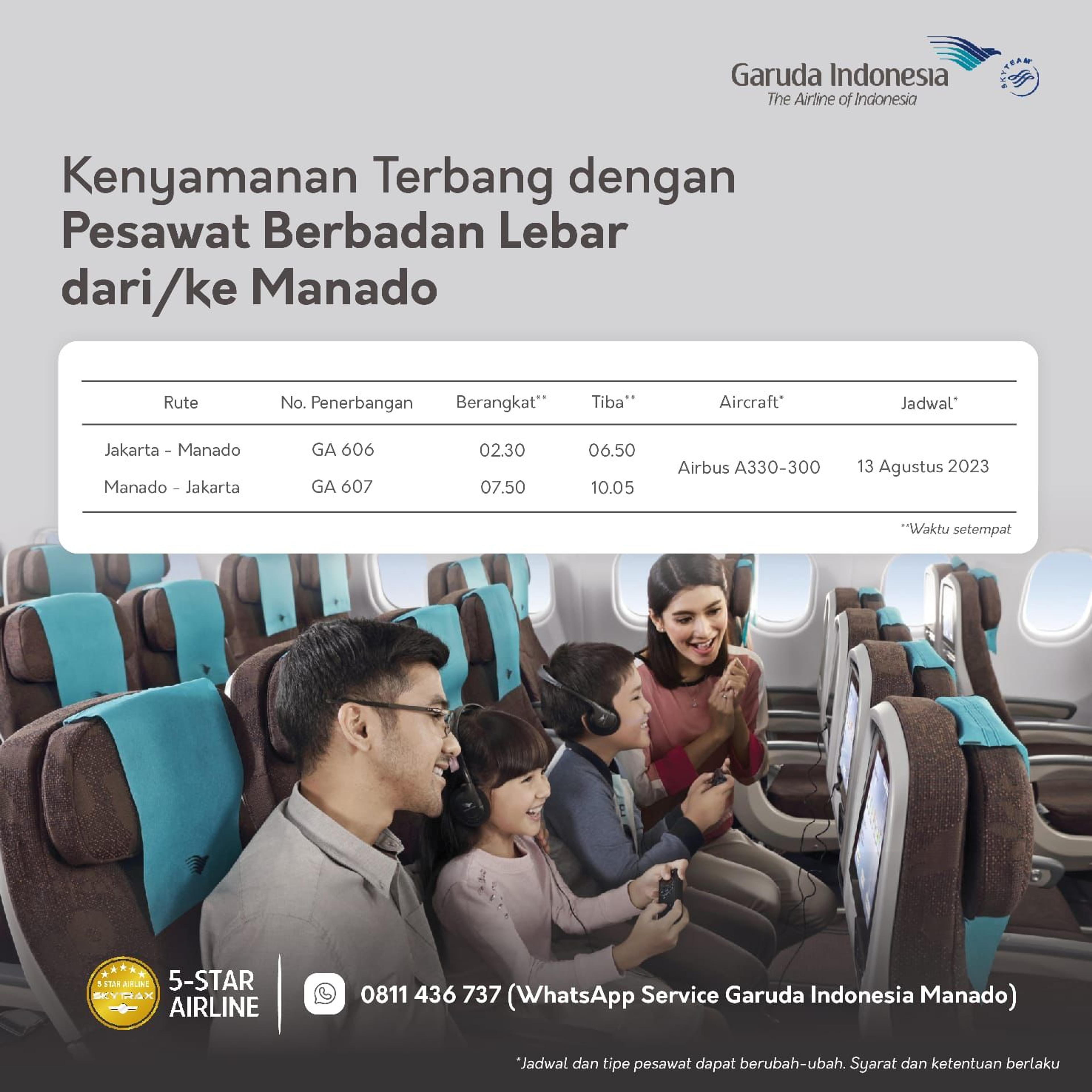 Sehari Jelang Puncak Agenda TIFF dan Minggu, Garuda Tambah Extra Flight Jakarta-Manado