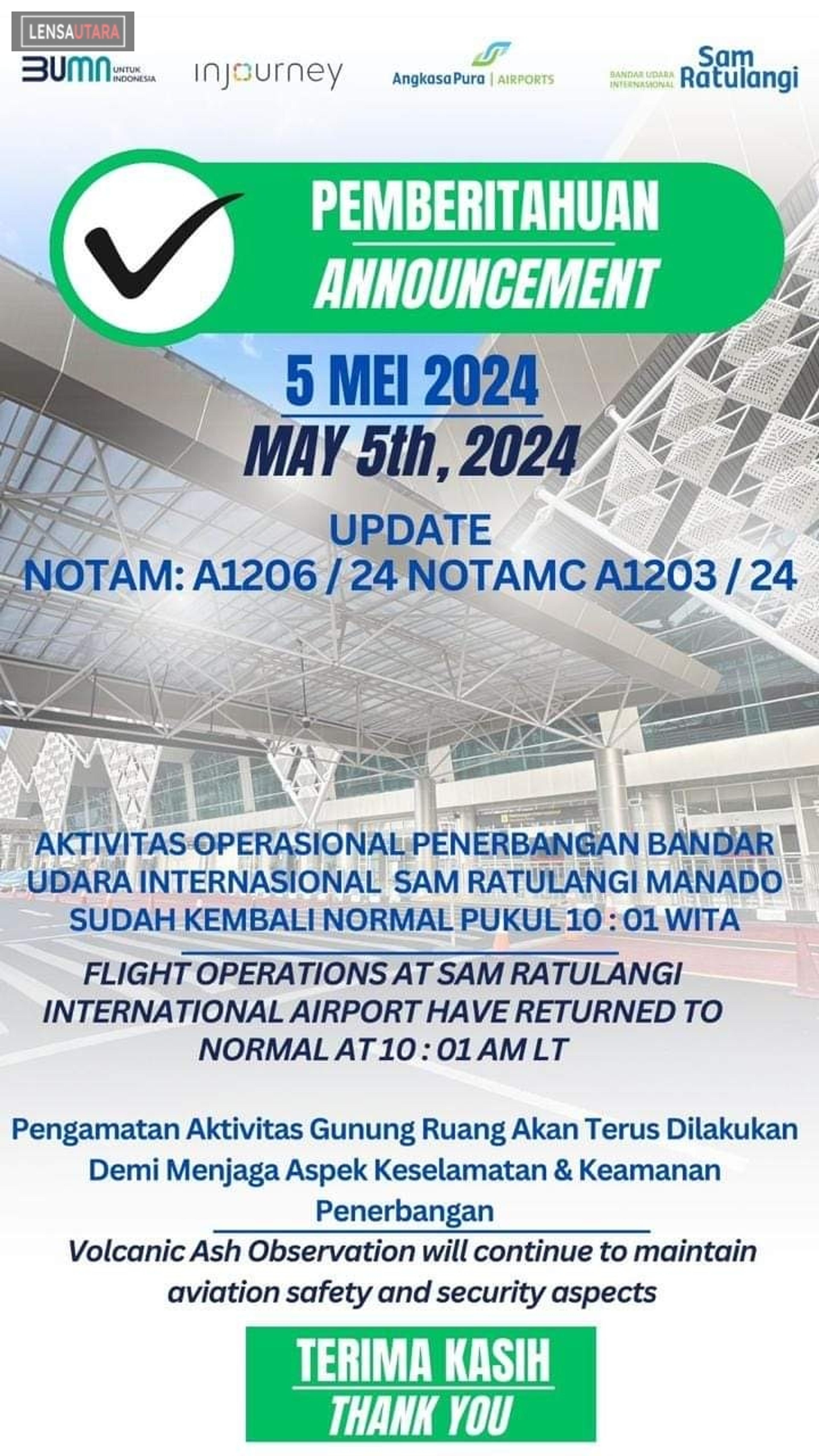 Kabar Gembira: Bandara Samrat Sudah Dibuka Kembali