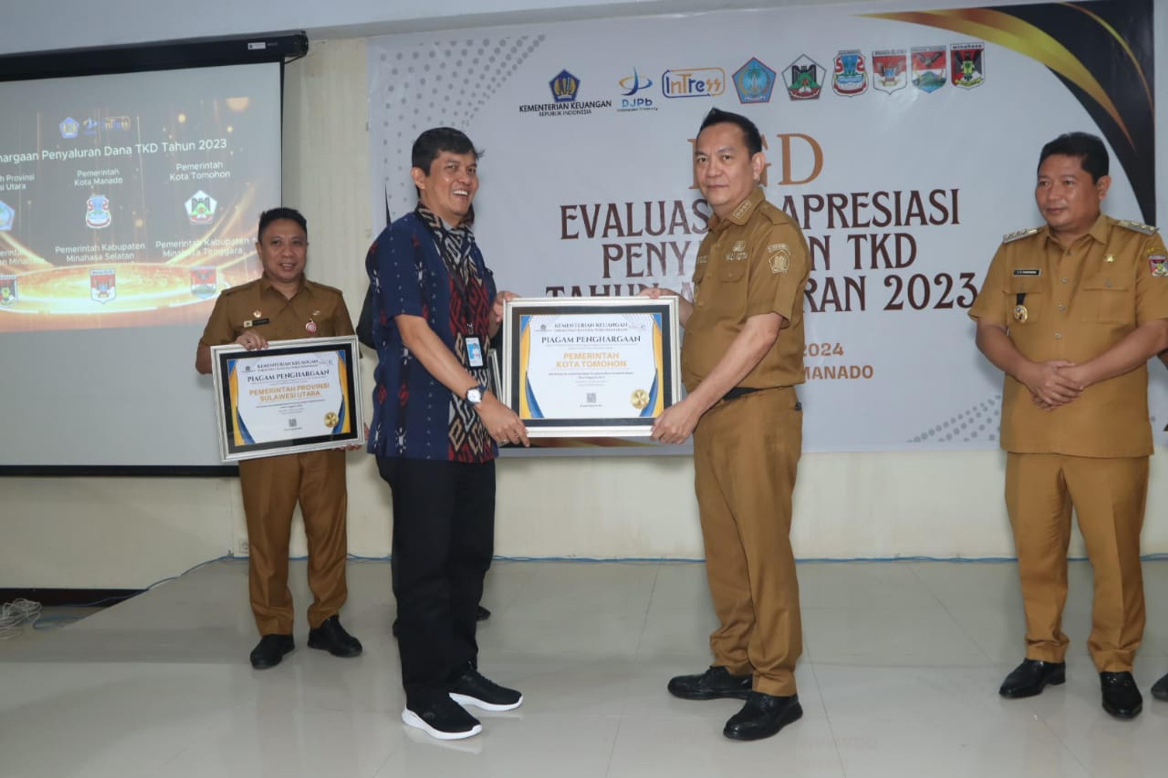 Pemkot Tomohon Raih Apresiasi Atas Penyaluran Dana TKD T.A 2023