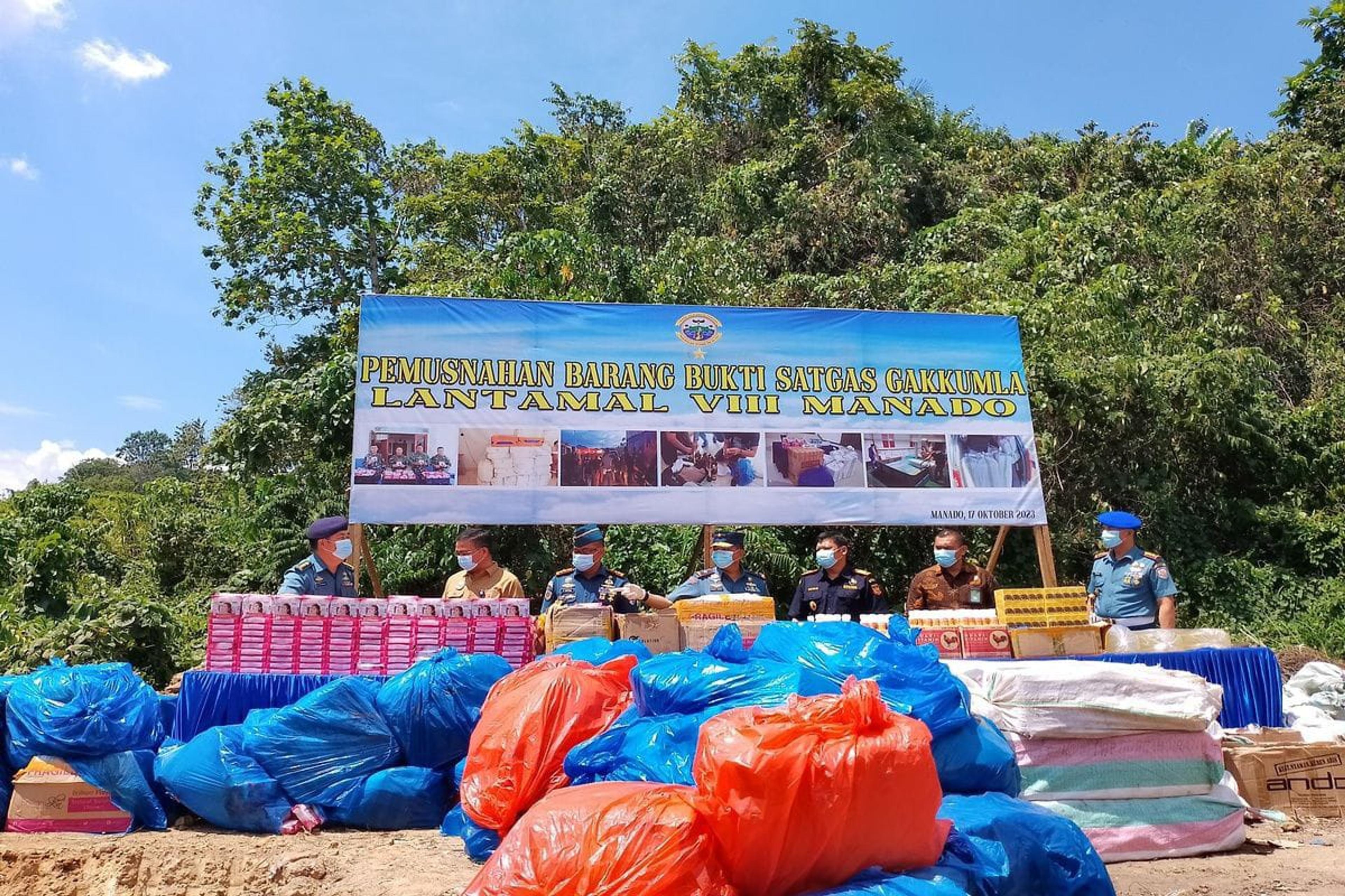 Lantamal VIII Musnahkan Barang Bukti Hasil Ungkapan Satgas Gakkumla
