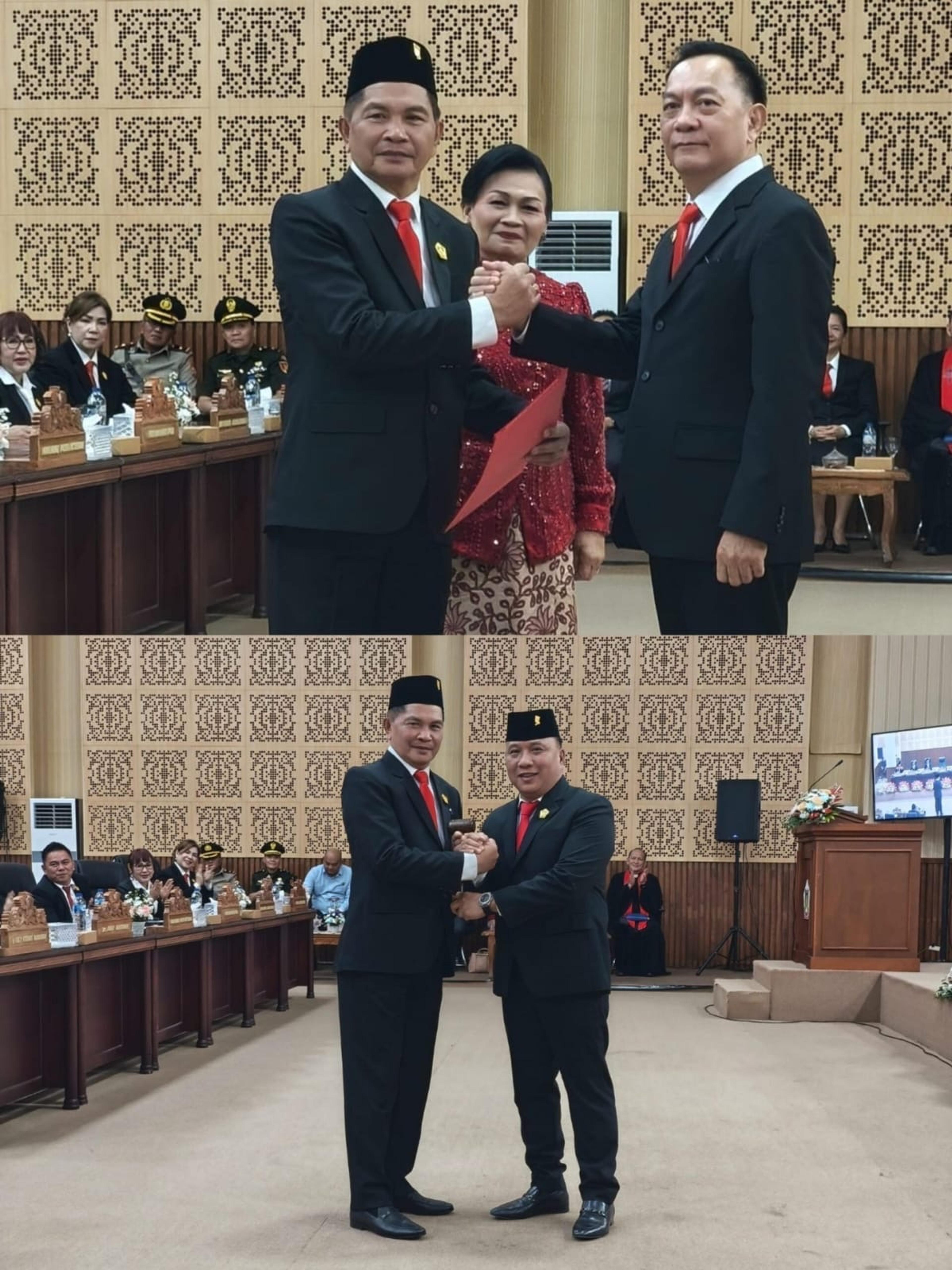 Suasana pelantikan Drs. Johny Runtuwene sebagai Ketua Dewan Perwakilan Rakyat Daerah (DPRD) Kota Tomohon yang baru, menggantikan Ferdinan Mono Turang, Selasa (07/07). (Ist)
