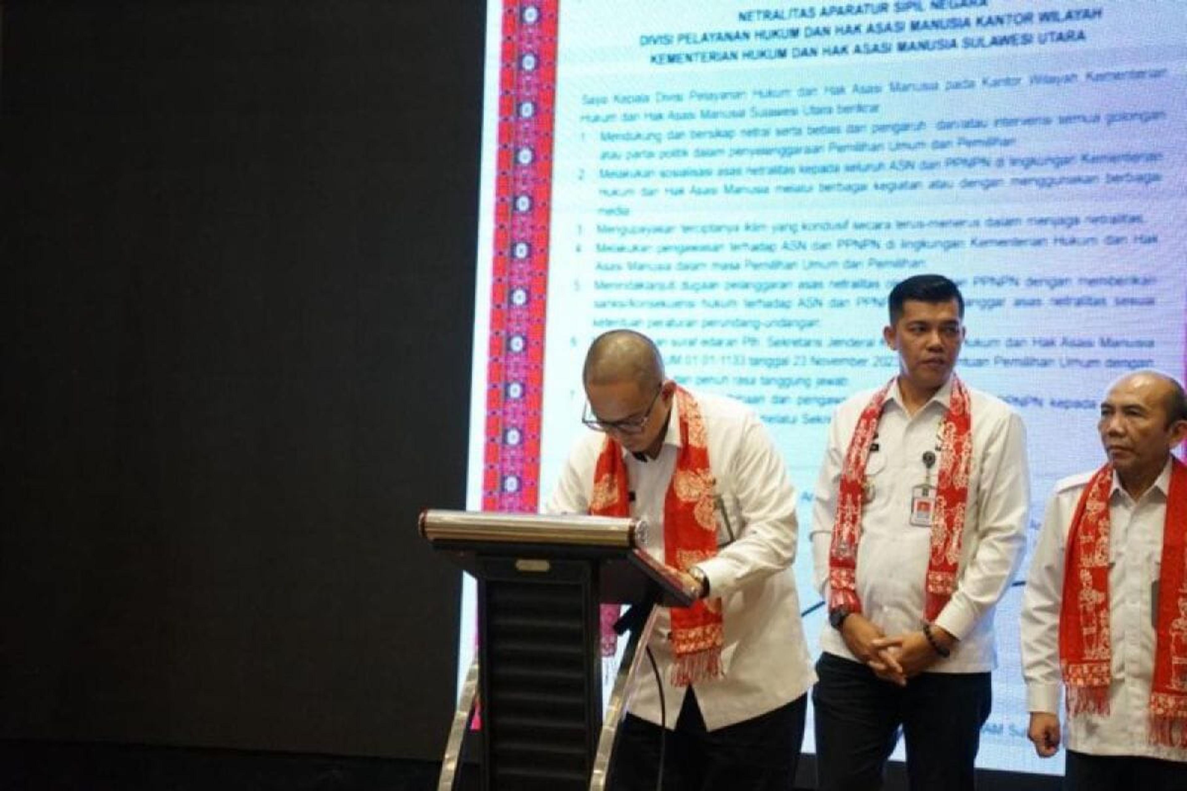 Kemenkumham Sulut Gelar Ikrar Netralitas Pemilu 2024