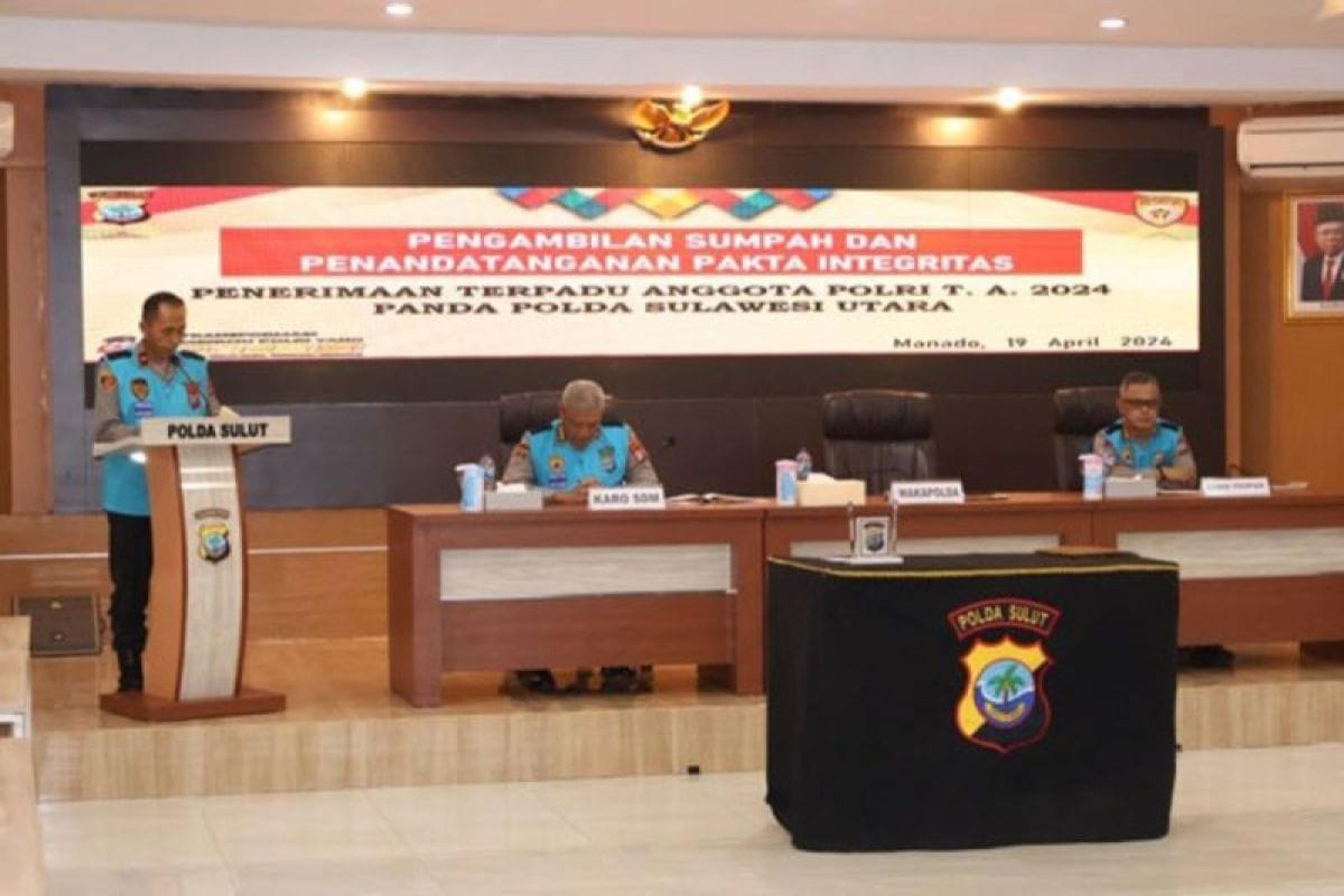 Polda Sulut Gelar Penandatanganan Pakta Integritas Penerimaan Polri