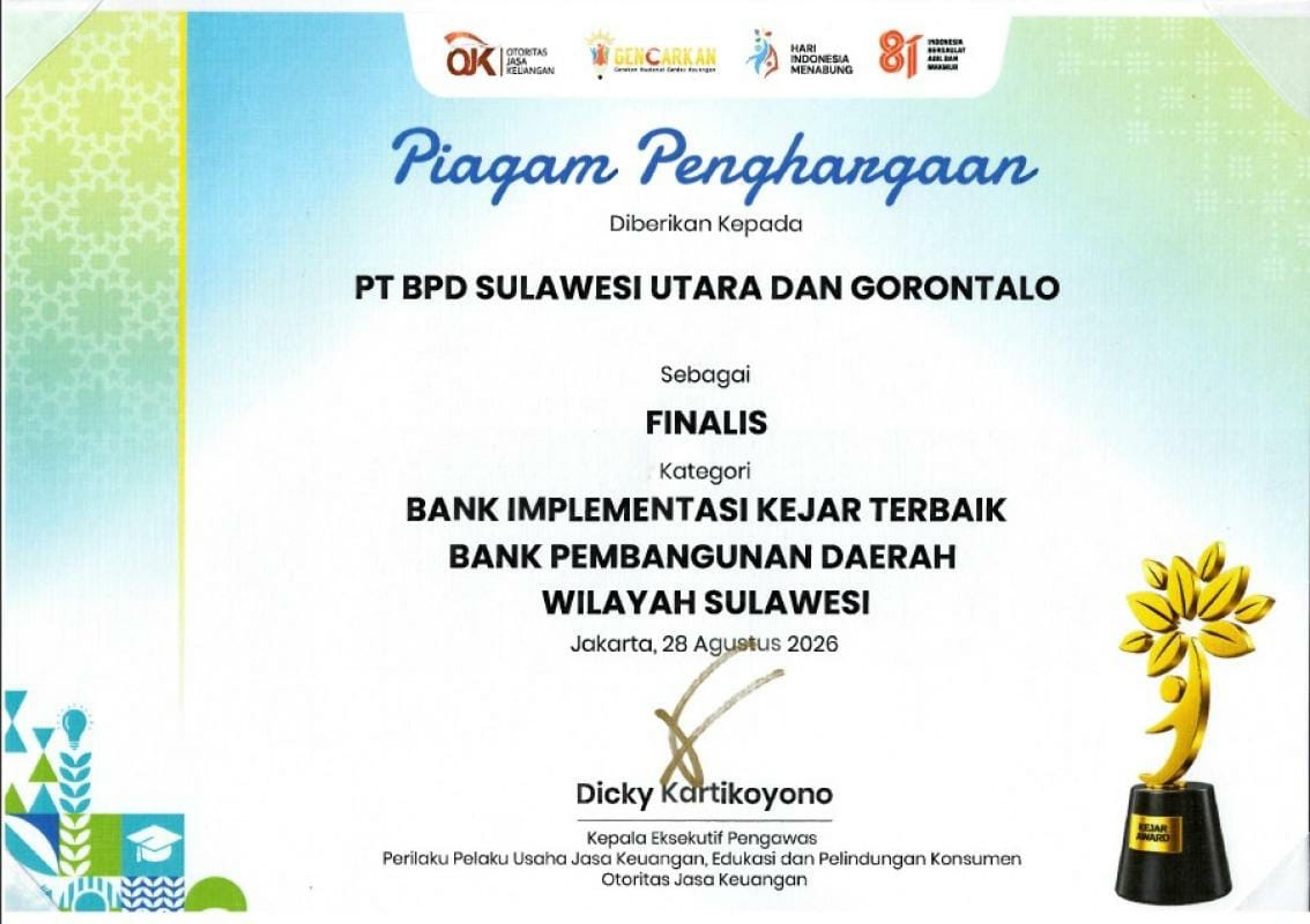 BSG Raih Prestasi Gemilang, Finalis "Bank Implementasi KEJAR Terbaik" di Ajang KEJAR Award OJK 2026