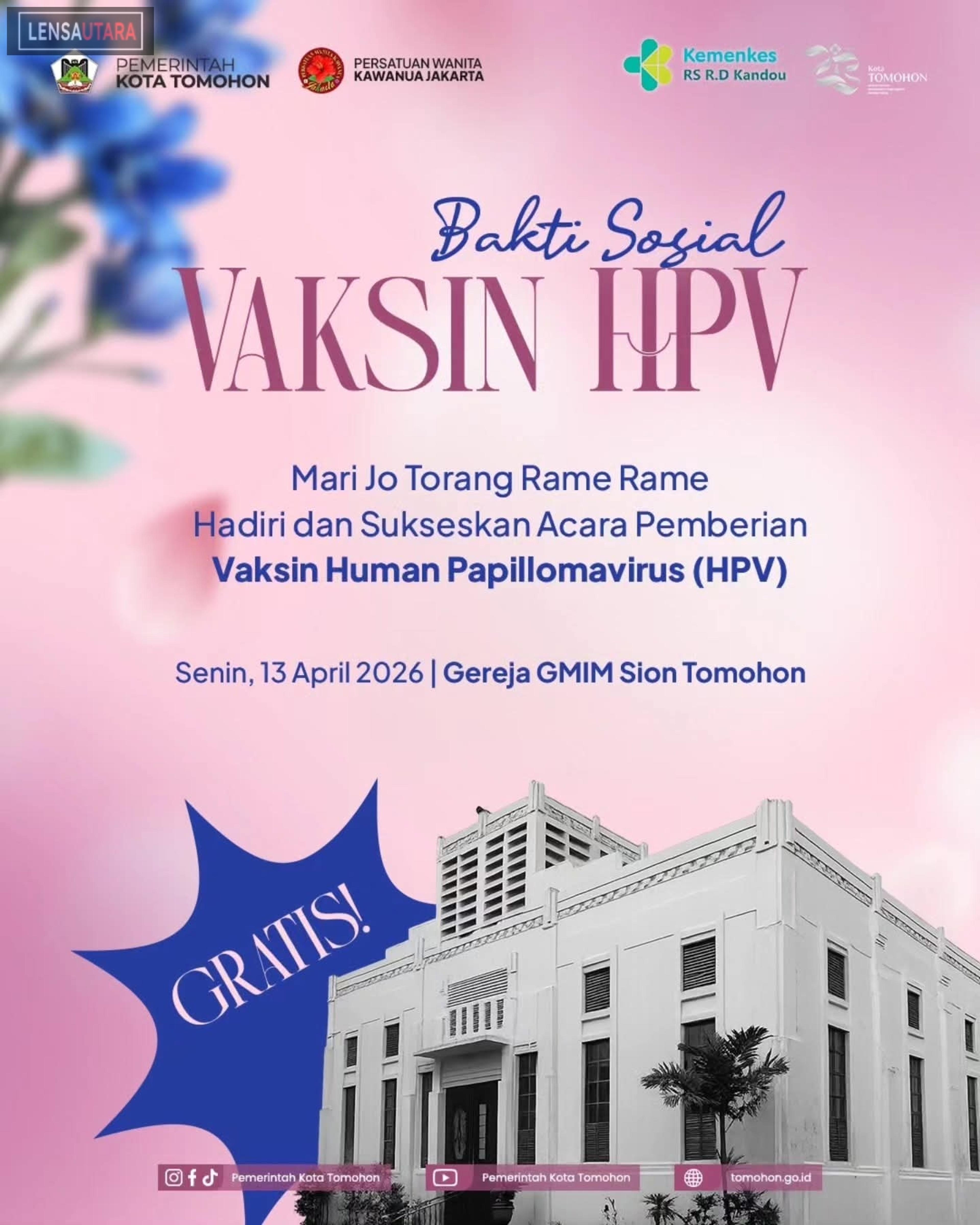 Persatuan Wanita Kawanua kerja sama dengan Pemkot Tomohon Menggelar Bakti Sosial