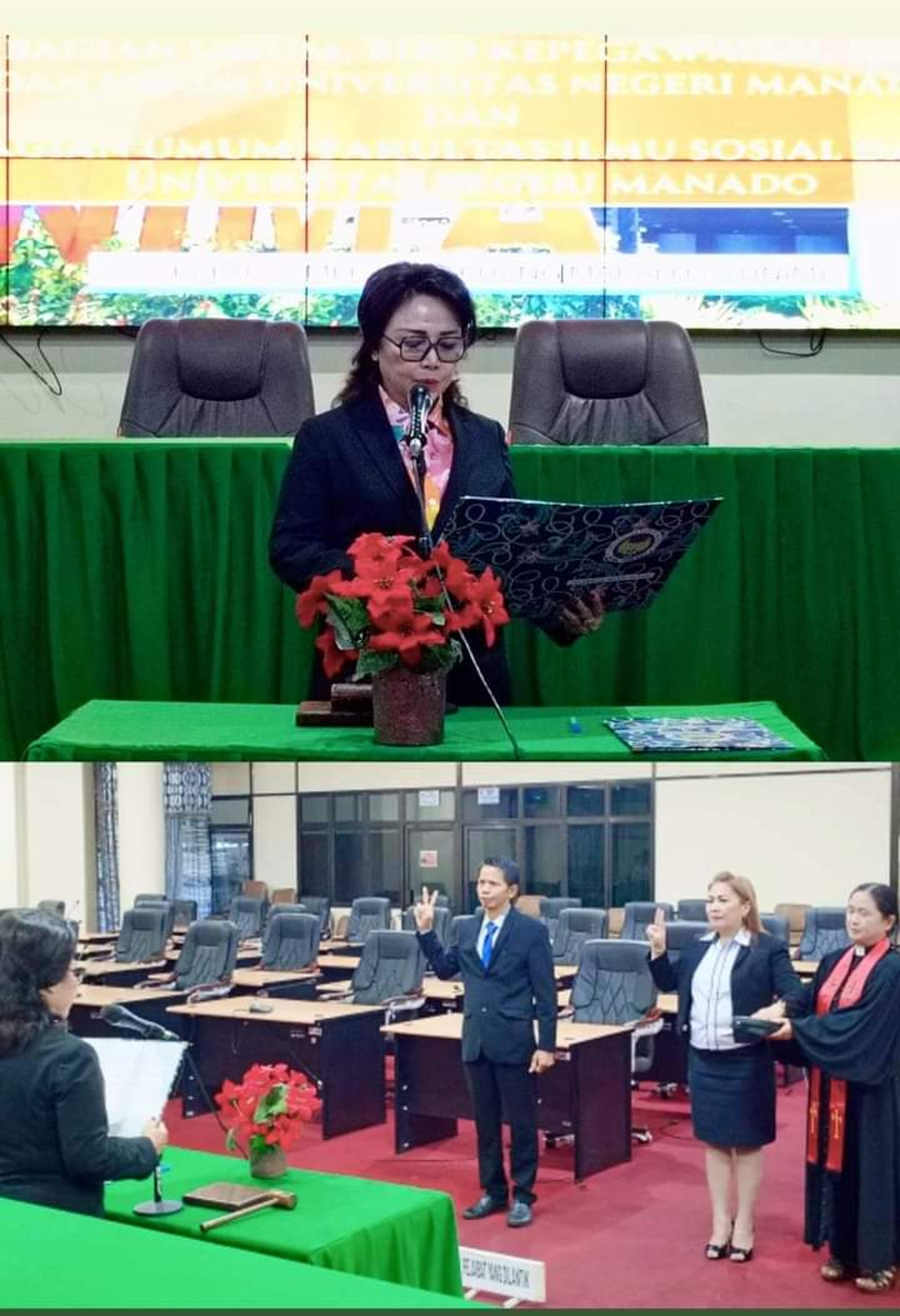 Rektor Unima Prof Deitje Katuuk Lantik Kabag Grace Roeroe dan Kabag Master Langi