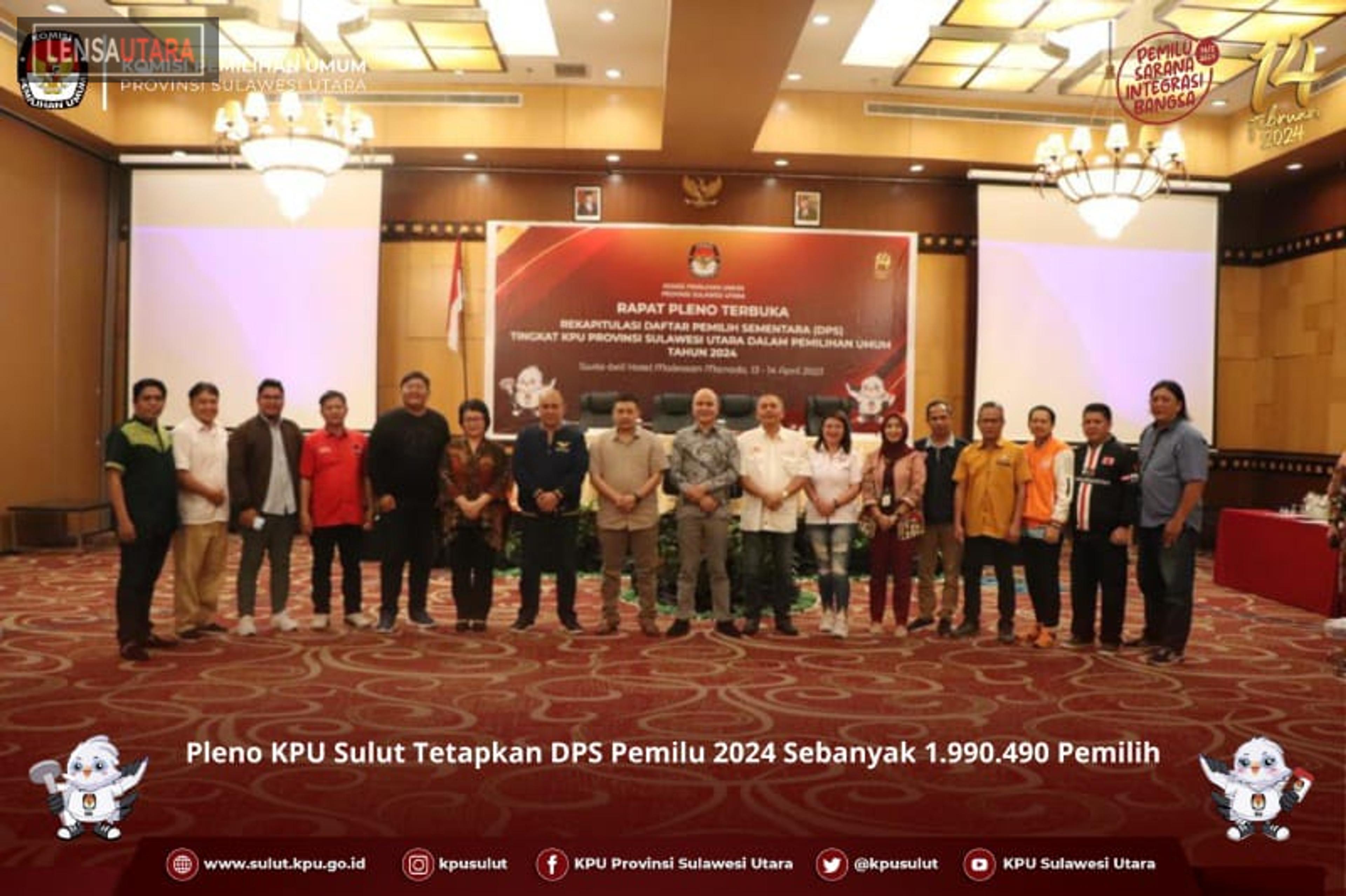 DPS Sulut Untuk Pemilu 2024 Sebanyak 1.990.490 Orang