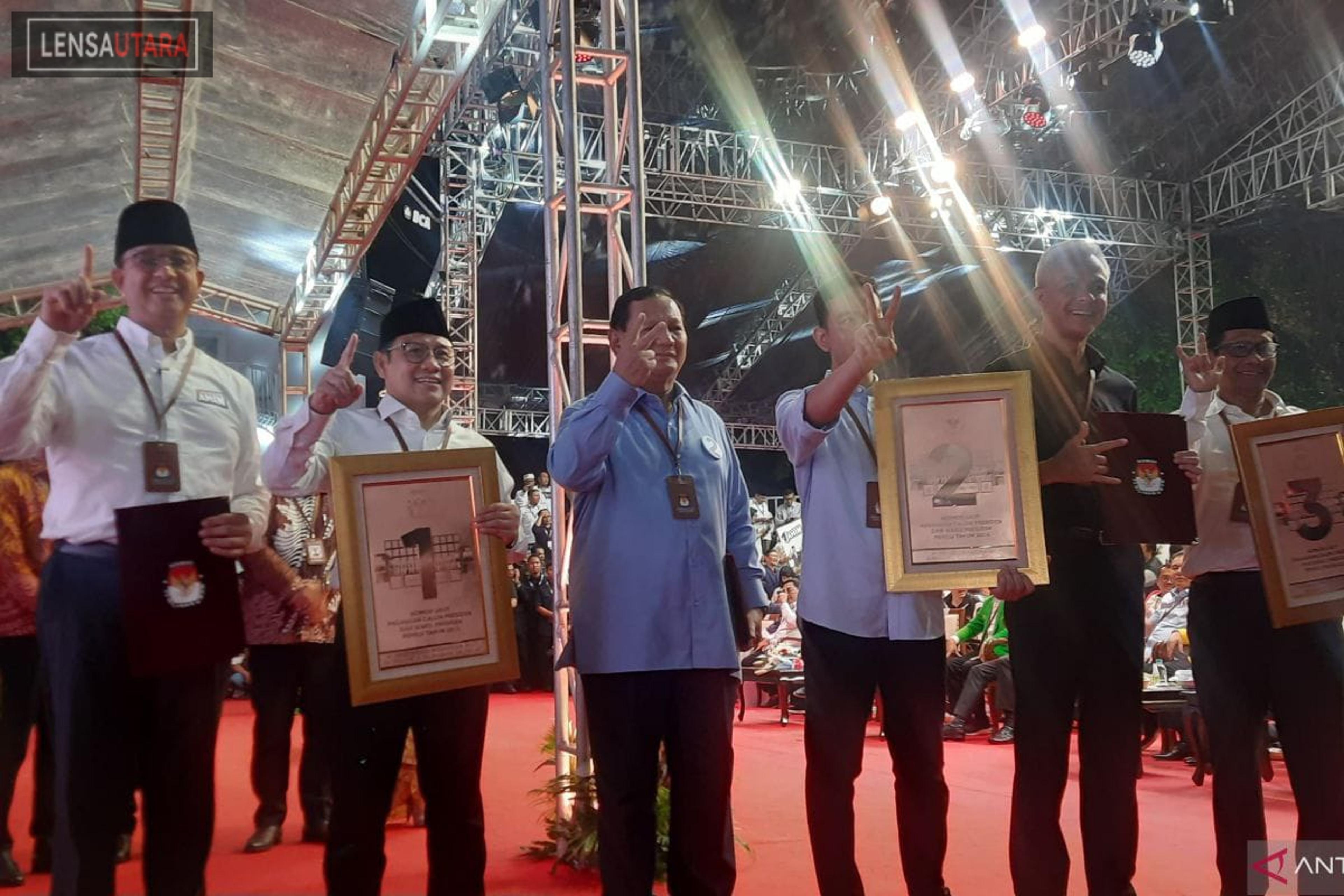 Anies-Imin Nomor urut 1, Prabowo-Gibran 2, Ganjar-Mahfud 3
