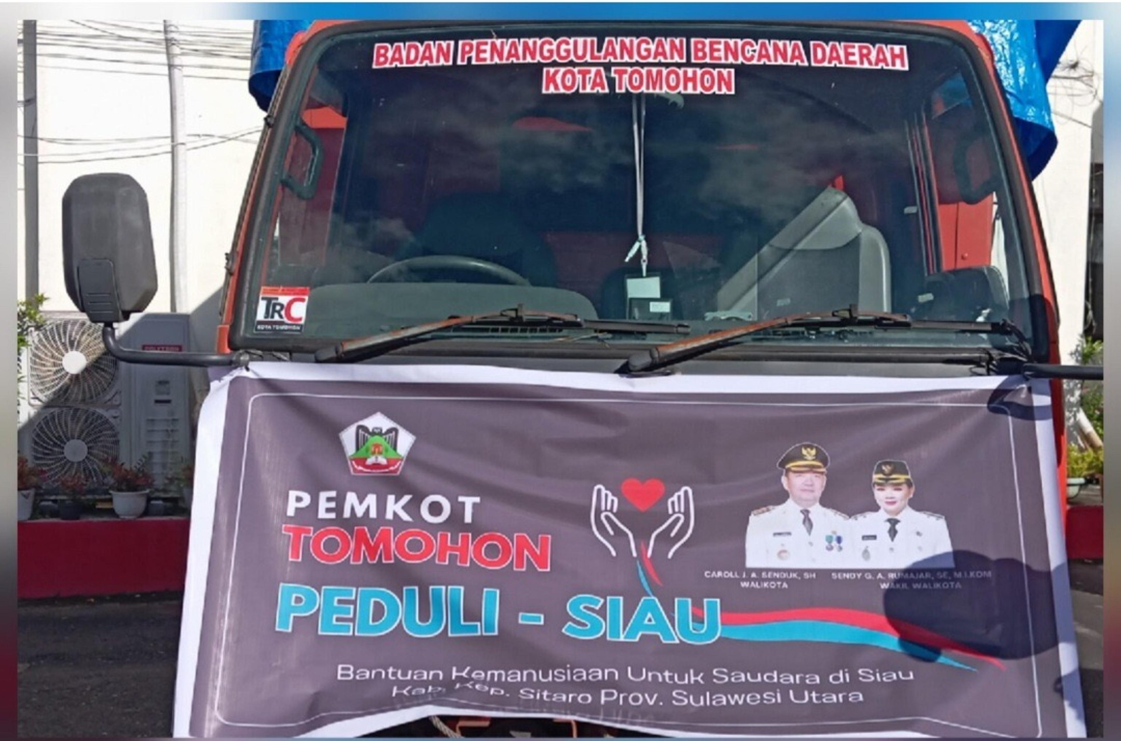 Hasil Swadaya ASN Pemkot Tomohon Kirim Bantuan Bencana Siau