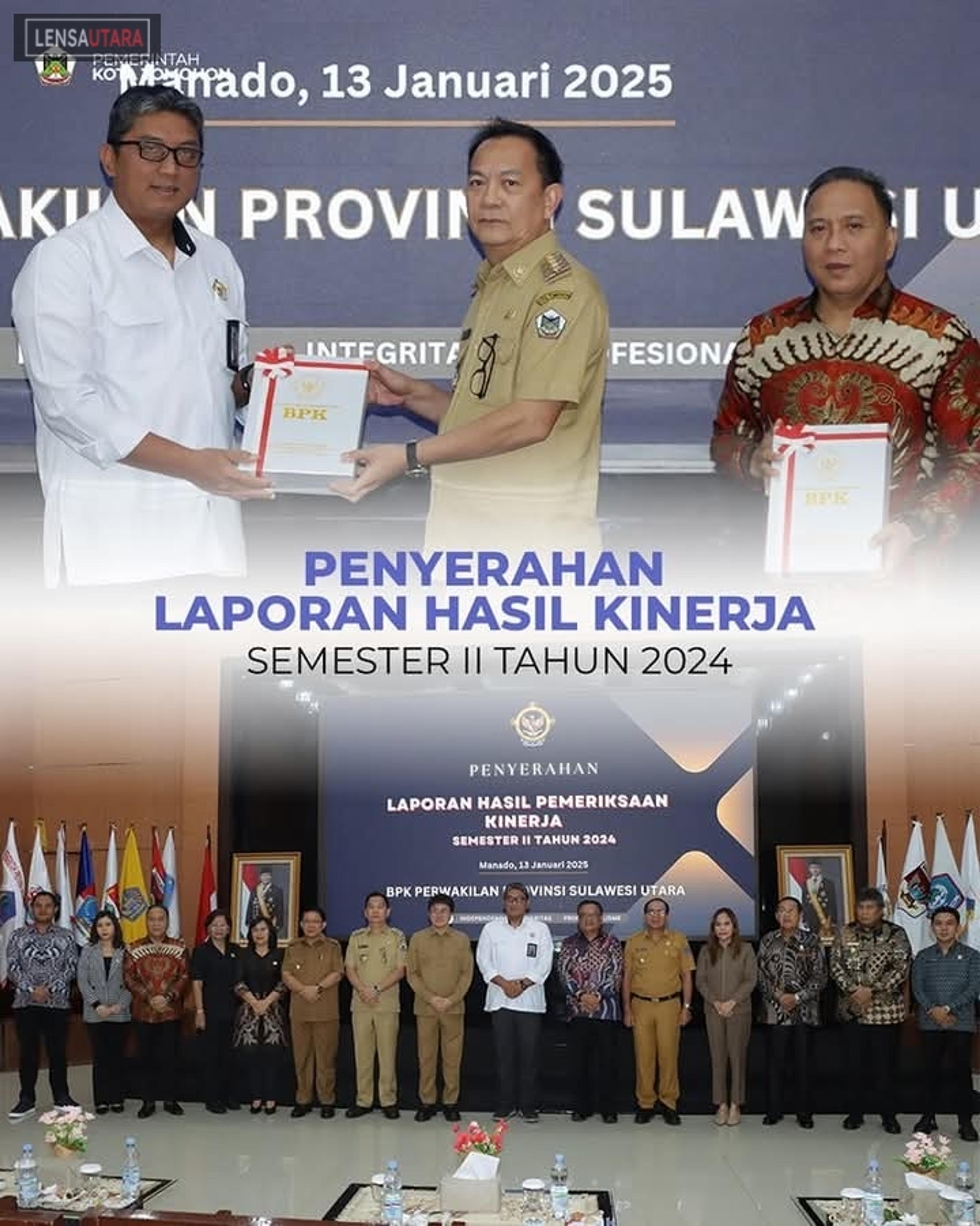 Walikota Tomohon Menerima Laporan Hasil Pemeriksaan Kinerja Semester II Tahun 2024 dari BPK