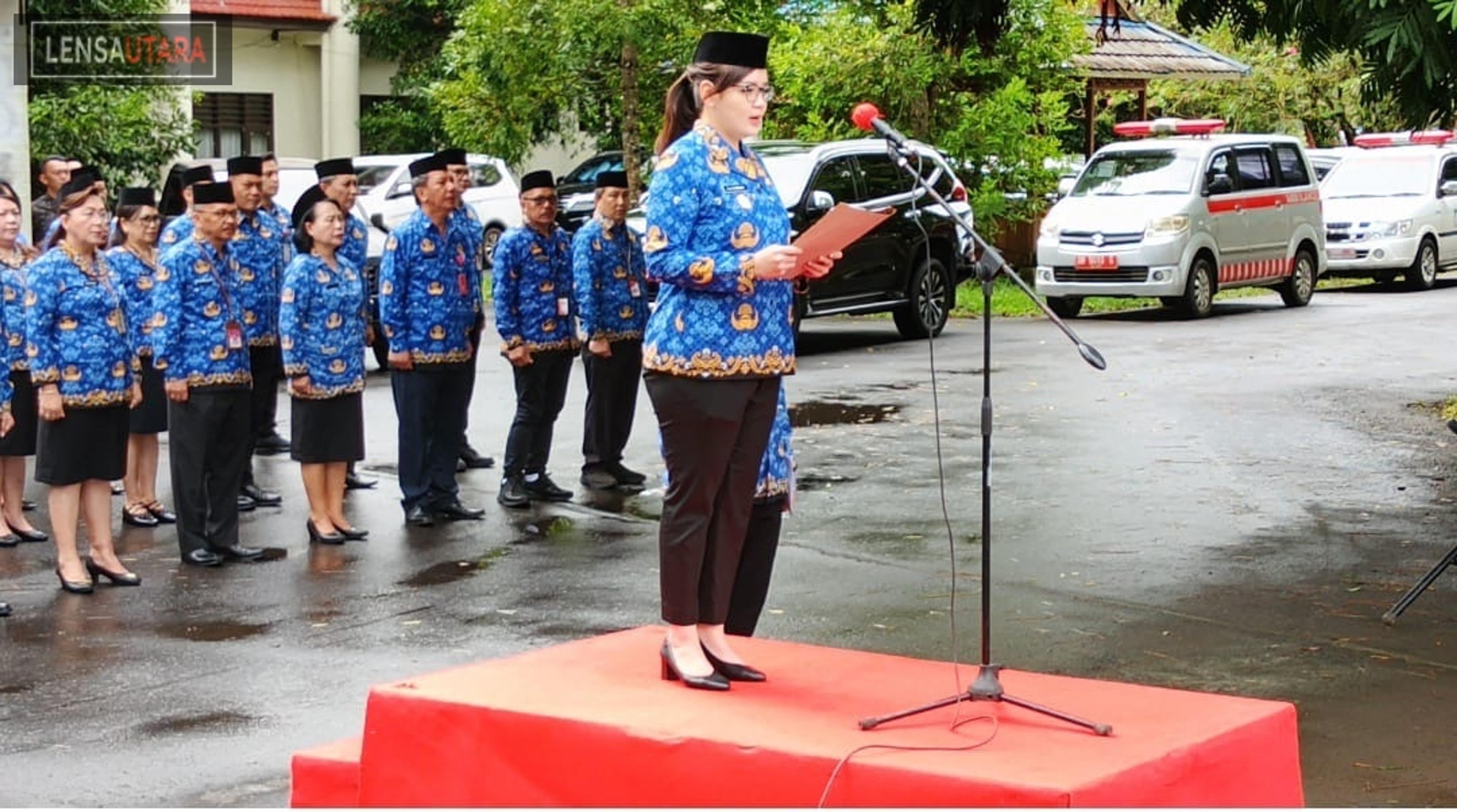 Sendy Rumajar Saat Pimpin Apel Korpri Pemkot Tomohon: Berikan Pelayanan Optimal