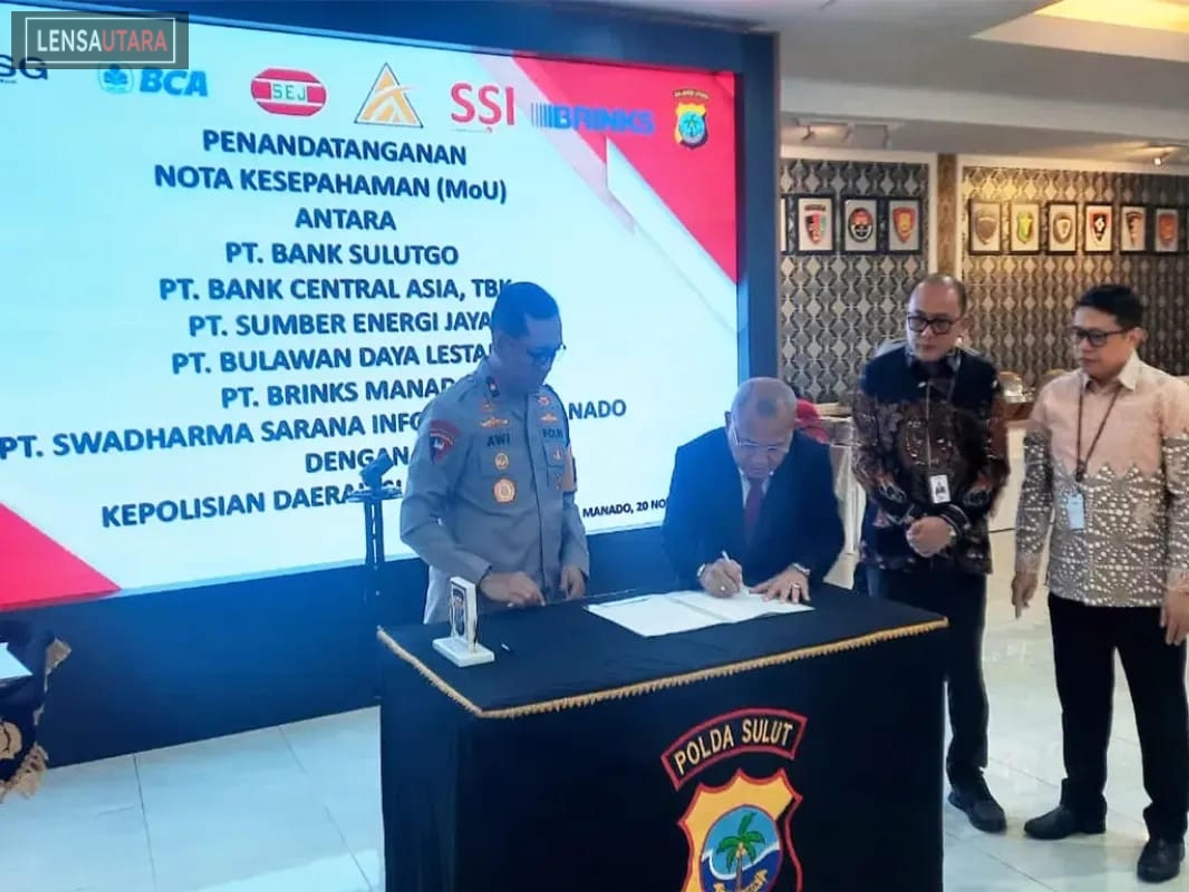 Tandatangani MoU Pengamanan Layanan Perbankan, Polda Sulut dan Bank SulutGo Perkuat Sinergi