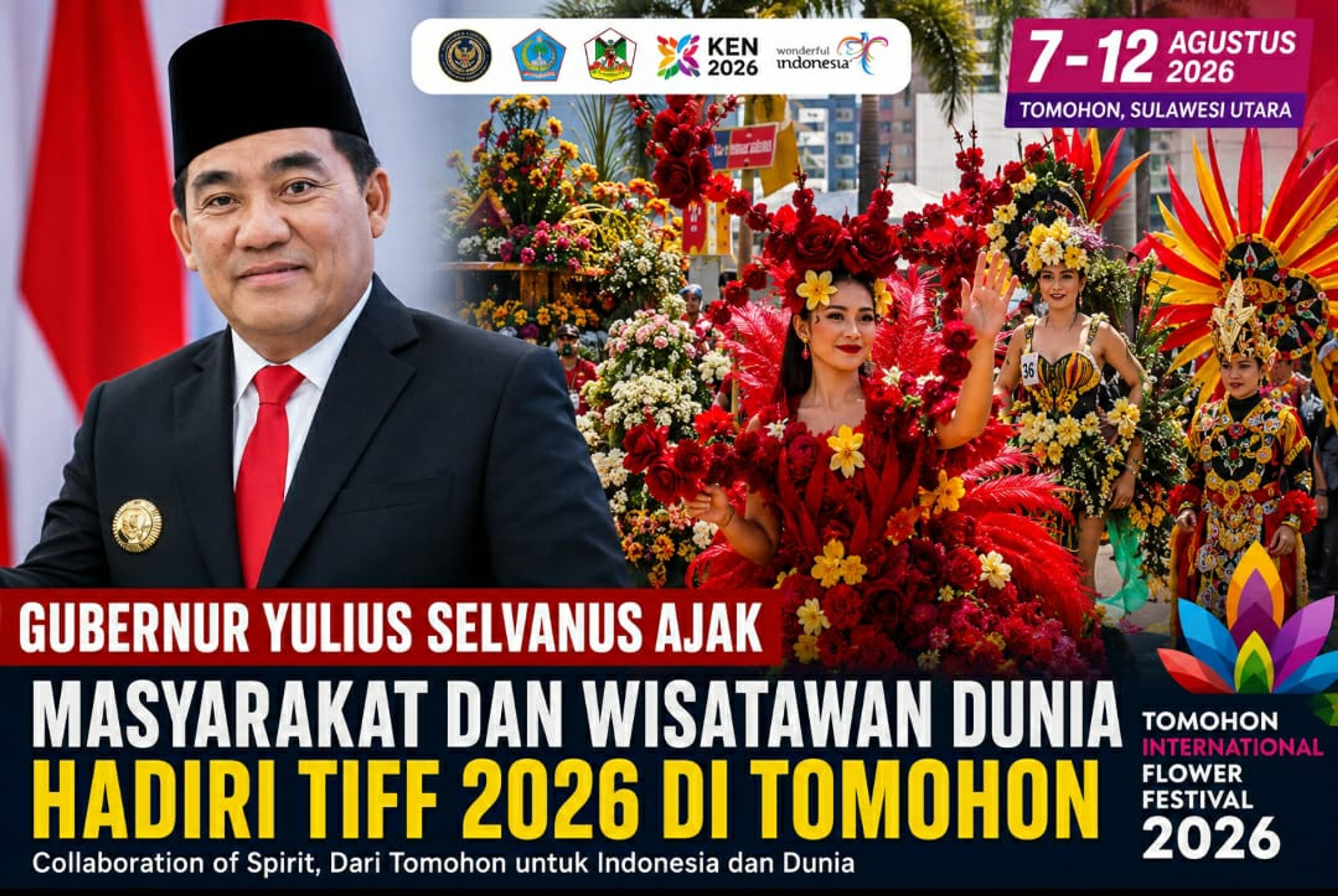 Gubernur Sulut Ajak Wisatawan ke Tomohon, Saksikan TIFF 2026 yang akan Digelar 7–12 Agustus