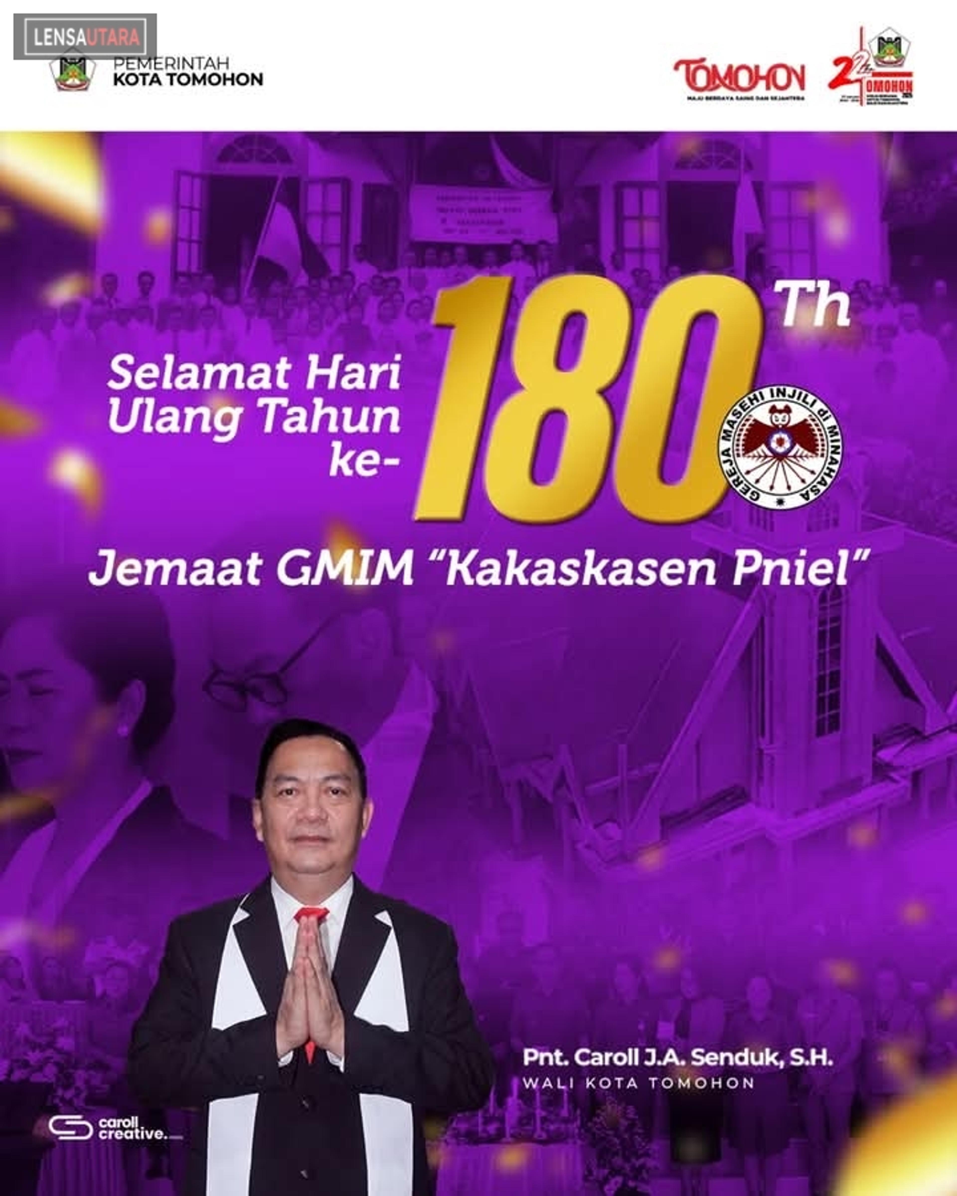 Jemaat GMIM Kakaskasen Pniel Rayakan HUT ke-180, Caroll Senduk Ucapkan Selamat