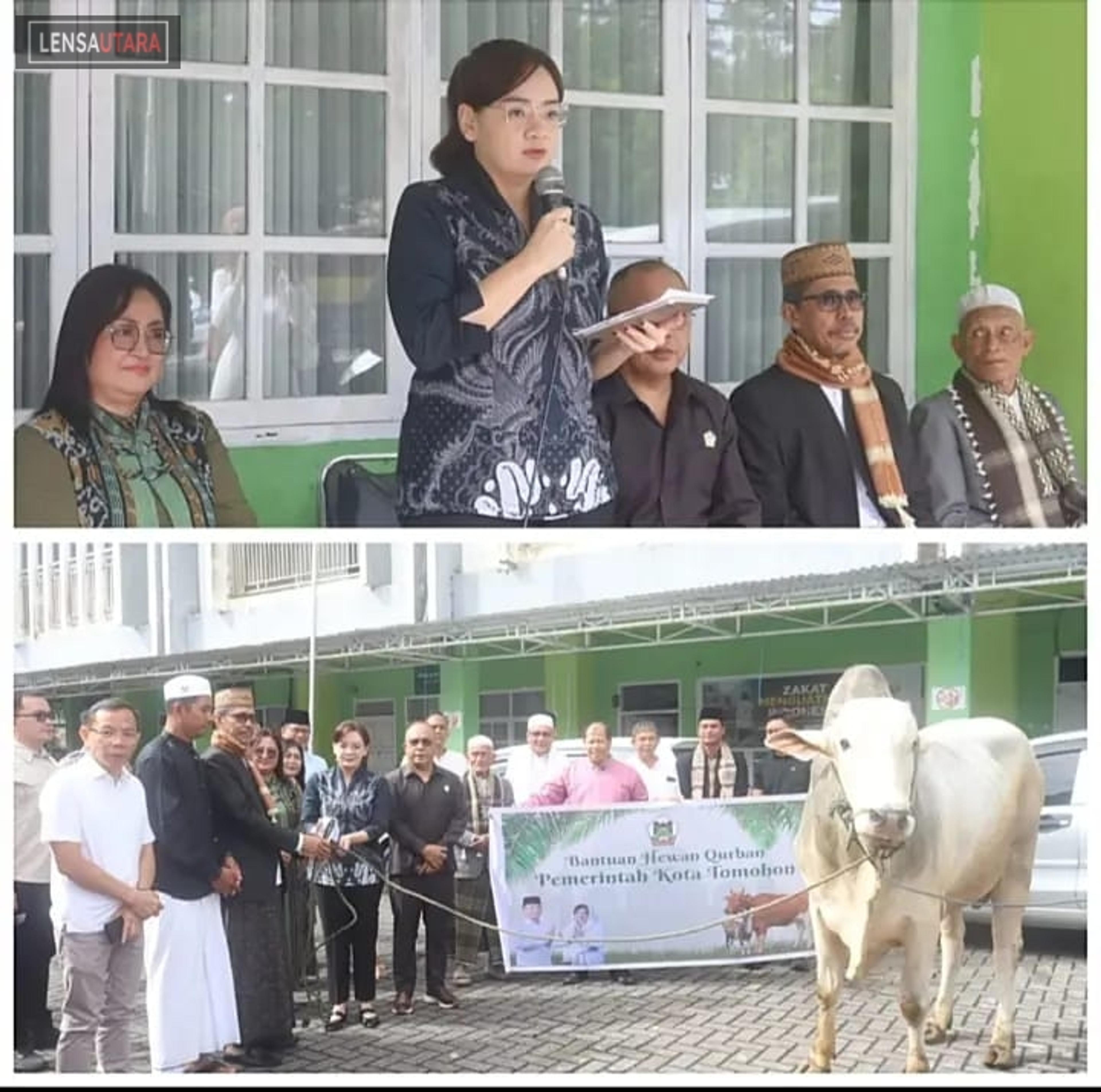 Presiden Prabowo dan Pemkot Tomohon Serahkan Hewan Kurban di Masjid Al-Mujahidin Matani