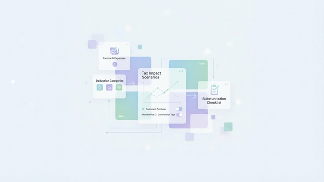 An abstract, modern hero image displays an organized network of soft gradient geometric shapes and subtle data lines, illustrating financial modeling to reduce taxable income for self-employed professionals.