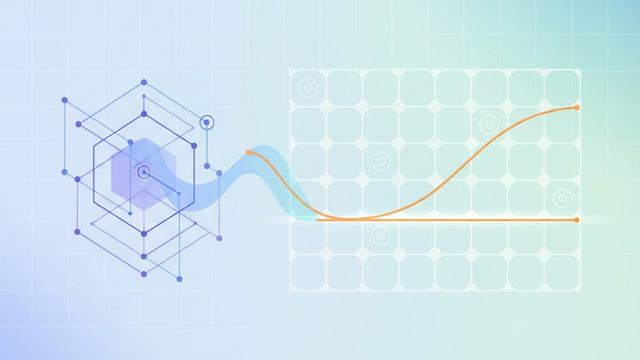 A minimalist abstract illustration shows interconnected geometric data structures with soft gradient transitions, symbolizing precise survival analysis and the integration of complex models into a user-friendly grid.