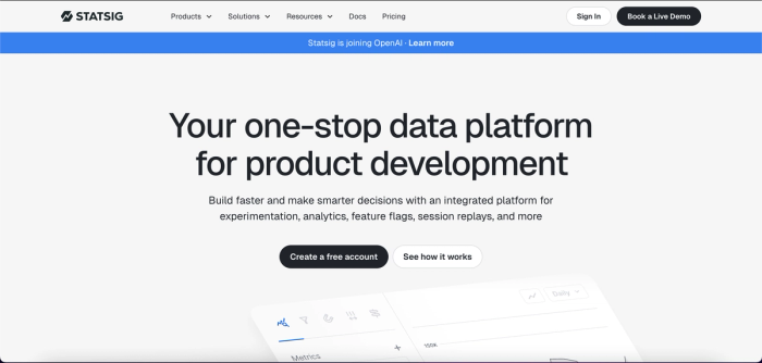 Statsig home page.