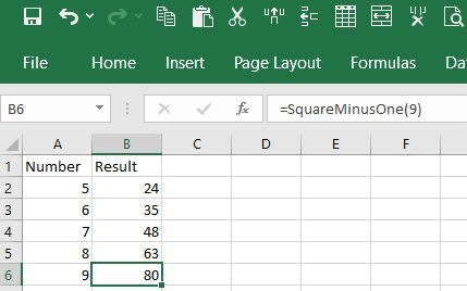Custom function in Excel