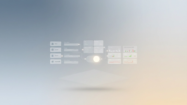 An abstract, modern SaaS hero image displays interconnected geometric panels with soft gradient shifts, illustrating dynamic data flows and comparative outcomes central to scenario analysis.