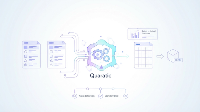 A modern abstract graphic depicts various colored geometric shapes subtly merging through soft gradients, symbolizing the intelligent process to combine multiple excel files into one unified financial view despite varying structures.