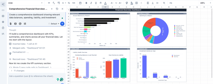 Creating a financial accounts dashboard in Quadratic