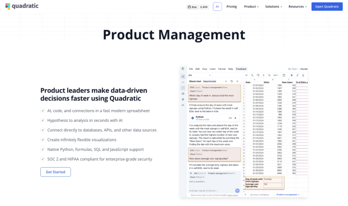 Quadratic, the best product analytics software
