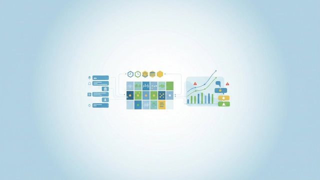 Geometric forms with soft light gradients and connecting pathways against a clean background represent the clarity and forward visibility of a cash flow forecast.