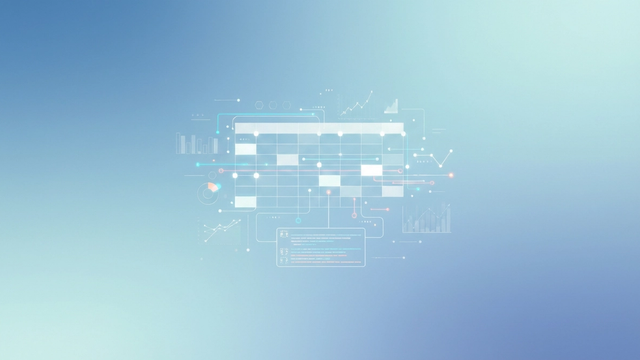A minimalist abstract design shows interconnected geometric shapes in soft blue and purple gradients, with subtle lines and a faint grid suggesting structured data organization for effective hotel market analysis.
