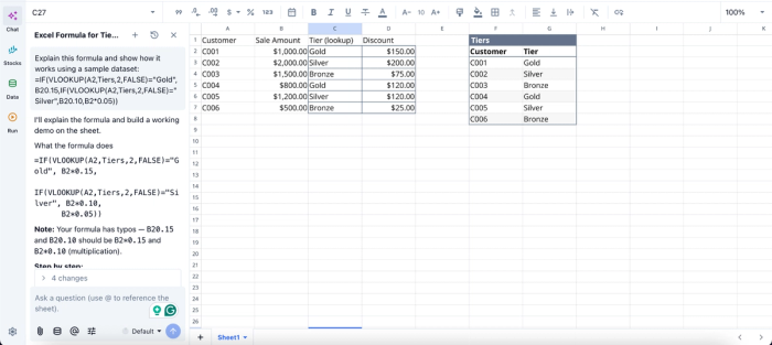 excel formulas explained with examples in Quadratic