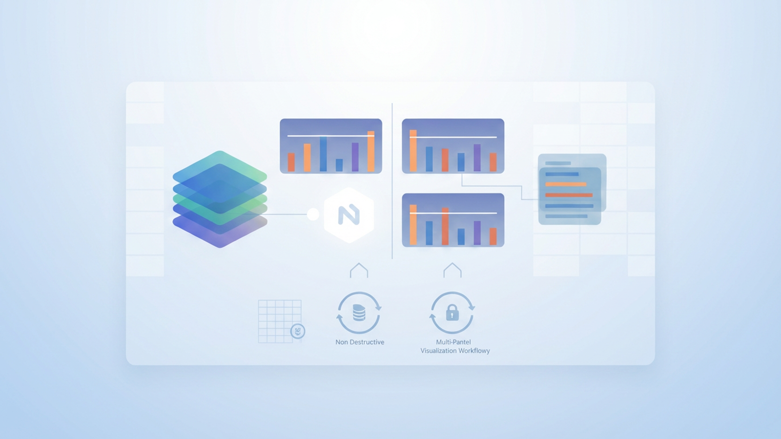 An abstract hero image features intersecting geometric planes with soft gradients, subtly conveying data flow and comparative material composition analysis trends within a modular grid structure, highlighted by clean lines and negative space.