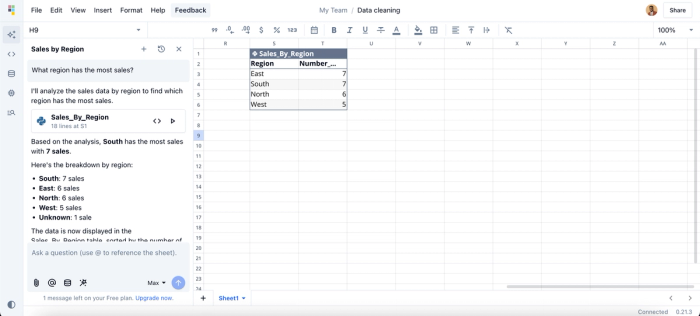 Data wrangling tools in Quadratic.