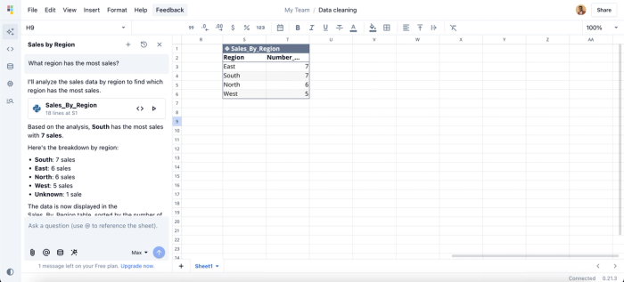 Data wrangling tools in Quadratic.