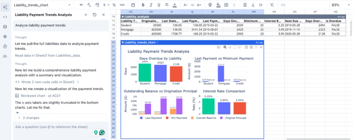 Data analysis in Quadratic, financial accounting dashboard