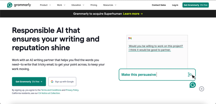 Grammarly homepage