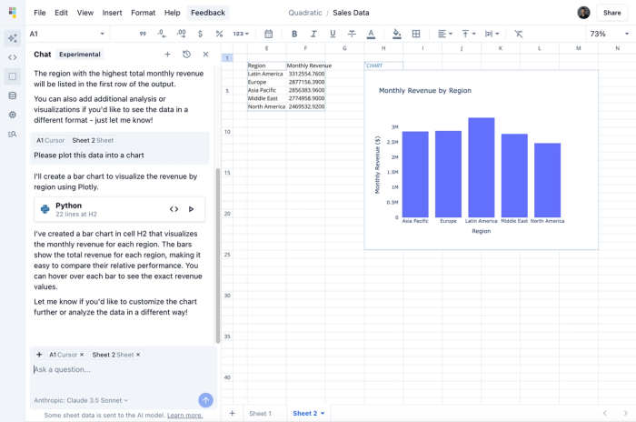 CSV file data visualization in a spreadsheet.
