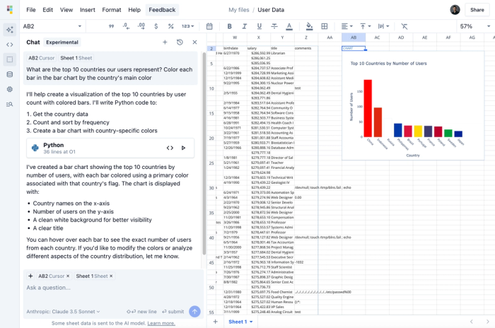 Parquet file data visualization in Quadratic.