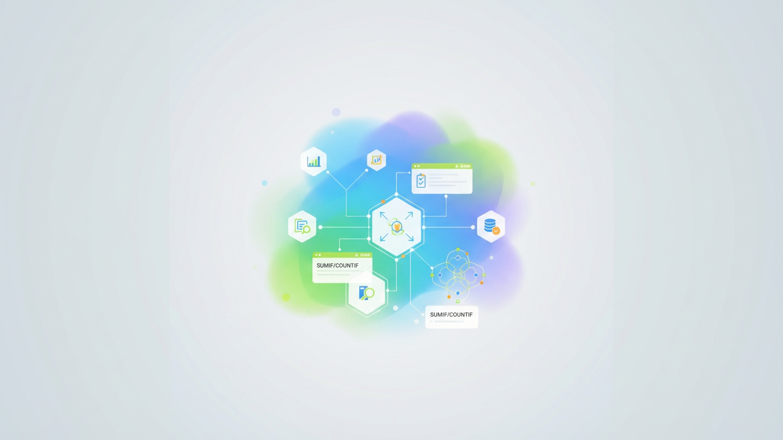 An abstract composition of soft gradient geometric shapes and subtle grid lines suggests data organization and insights derived from a soccer performance tracker.