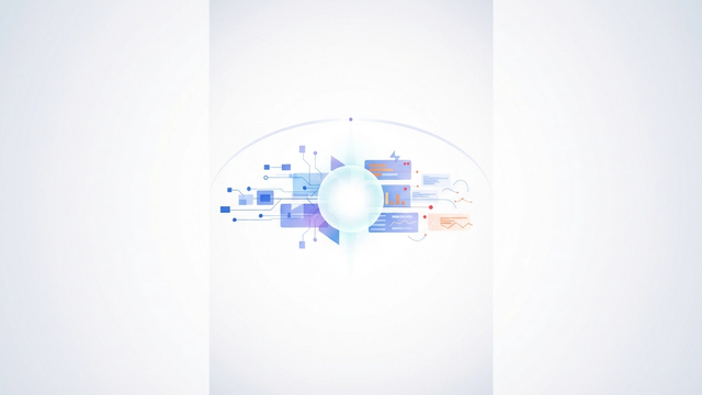 An abstract composition of soft gradient-filled geometric shapes and subtle data pathways converges towards a central, organized structure, representing an automated ai dashboard ga4 delivering intelligent insights.
