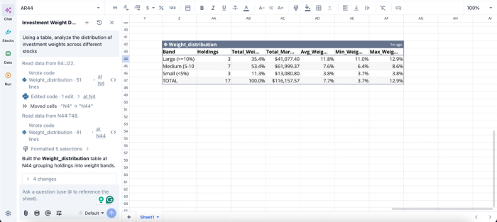 Data analysis in Quadratic, python stock portfolio tracker