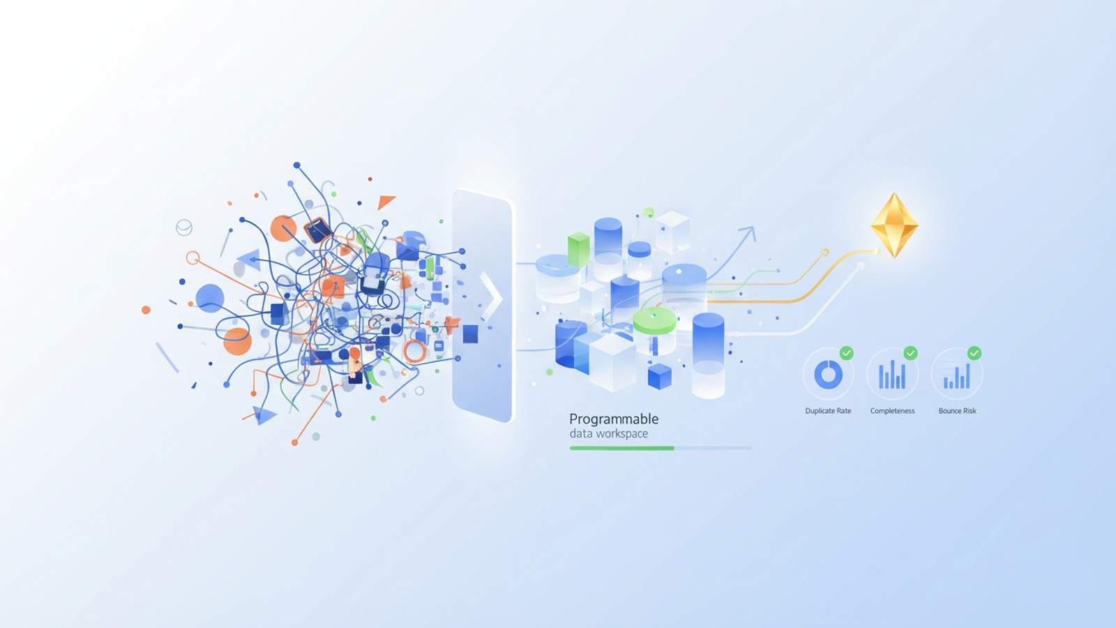 A minimalist abstract design features a dynamic arrangement of geometric forms and soft gradient pathways, illustrating the structured processes performed by data hygiene tools to refine and organize complex datasets.