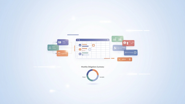 An abstract, minimal design features interconnected geometric shapes and soft gradient lines, flowing towards a central, organized grid, symbolizing the aggregation and analysis of financial data within a subscription tracking tool.