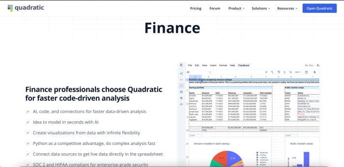 Quadratic: AI finance tool