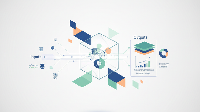 An abstract composition of interconnected, translucent geometric shapes with soft gradients flows across a minimalist background, illustrating the structured data and transparent models used to determine aircraft values.